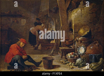David Teniers le Jeune - La Cuisine Banque D'Images