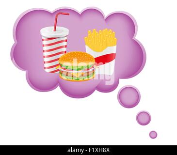 Concept de l'alimentation dans un rêve d'illustration vectorielle nuage isolé sur fond blanc Illustration de Vecteur