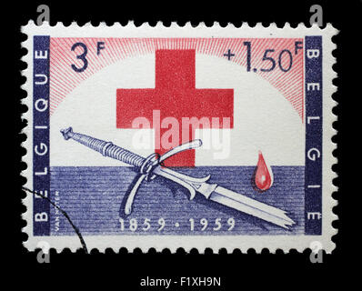 Timbres en Belgique à partir de la question de la Croix Rouge, vers 1959. Banque D'Images