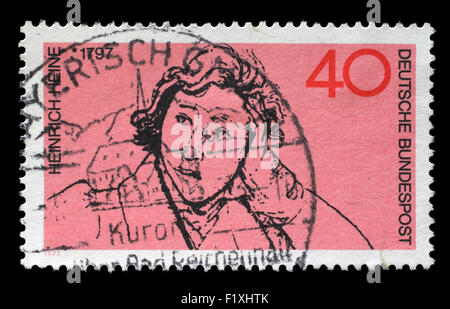 Timbres en l'Allemagne montre Heinrich Heine, poète, vers 1972 Banque D'Images