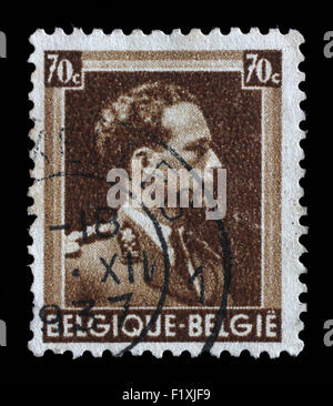 Timbres en Belgique portrait montre le Roi Léopold III (1901-1983), circa 1944 Banque D'Images