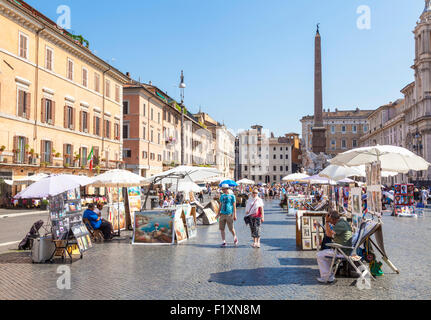 La peinture d'artistes et la vente d'art de la Piazza Navona Rome Italie Roma Lazio Italie Europe de l'UE
