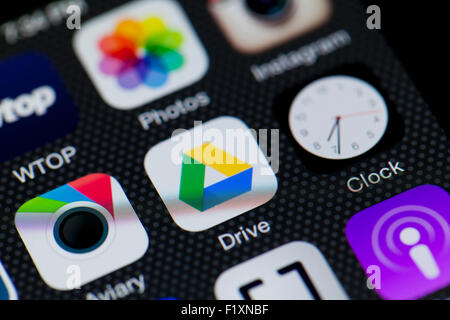 Icône de l'application Google Drive sur l'écran de l'iPhone - USA Banque D'Images