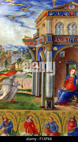 Matteo da Milano : miniatures du Bréviaire d'Alphonse I d'Este : Annonciation de la Vierge Marie Banque D'Images