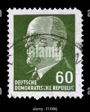 Timbres en République démocratique allemande - l'Allemagne de l'illustre Président Walter Ulbricht, circa 1961 Banque D'Images
