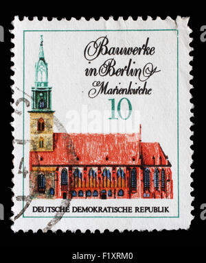 Timbres en RDA à partir de la fameuse question des bâtiments à Berlin, vers 1971 Marienkirche montre. Banque D'Images