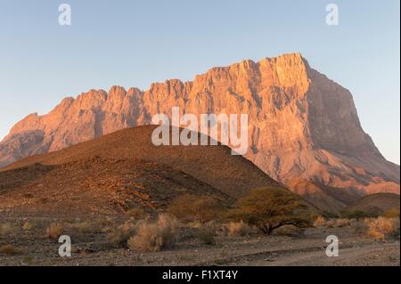 Sultanat d'Oman, gouvernorat d'Ad Dhahirah, Wadi Damm, Djebel Misht dans les montagnes Hajar Al Banque D'Images