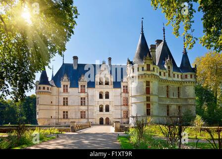 France, Indre et Loire, Vallée de la Loire classée au Patrimoine Mondial de l'UNESCO, Azay le Rideau, château d'Azay le Rideau Banque D'Images