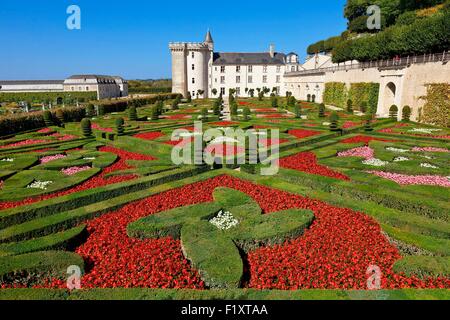 France, Indre et Loire, Vallée de la Loire classée au Patrimoine Mondial de l'UNESCO, le château de Villandry, le château et les jardins, propriété de Henri Carvallo et Angelique Banque D'Images