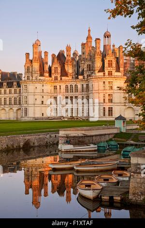 France, Loir et Cher, vallée de la Loire, Chambord, Château de Chambord, classé au Patrimoine Mondial par l'UNESCO, construit au 16ème siècle dans le style Renaissance,