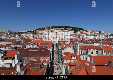 Portugal, Lisbonne, vue depuis l'ascenseur de Santa Justa Banque D'Images