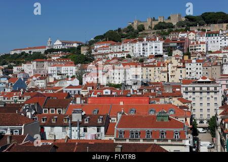 Portugal, Lisbonne, vue depuis l'ascenseur de Santa Justa Banque D'Images