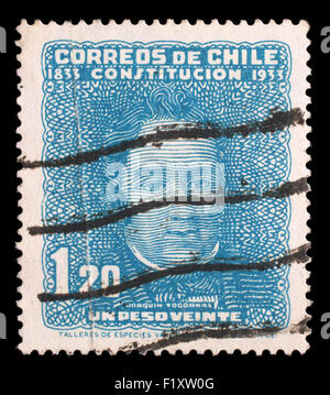 Timbres en Chili montre Joaquin Tocornal, homme politique chilien, vers 1933 Banque D'Images