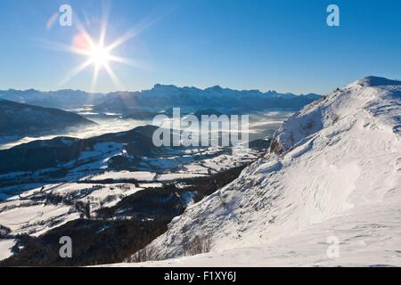 La France, l'IsΦre, Monestier de Clermont et le massif de l'DΘvoluy TriΦves, Banque D'Images