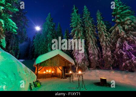 France, Haute-Savoie, les Alpes Bivouac propose nuits en igloo en Semnoz Banque D'Images