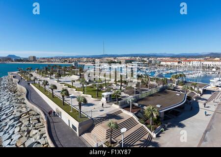 La France, Var, Saint Raphael, le jardin Bonaparte et du vieux port Banque D'Images