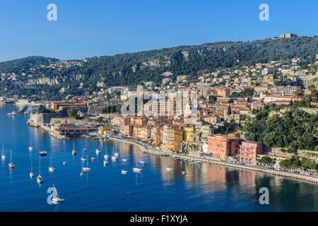 France, Alpes Maritimes, Villefranche sur Mer, port de la Sante en rade de Villefranche Banque D'Images