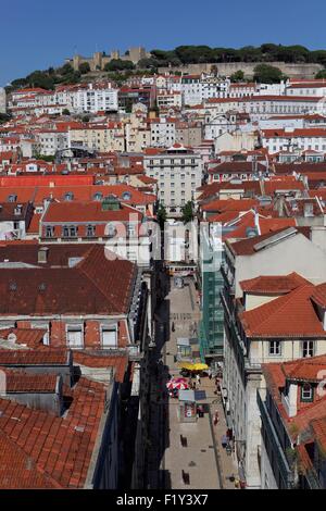 Portugal, Lisbonne, vue depuis l'ascenseur de Santa Justa Banque D'Images