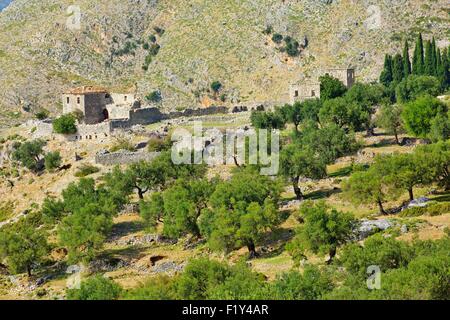 L'Albanie, Qeparo, village abandonné Banque D'Images