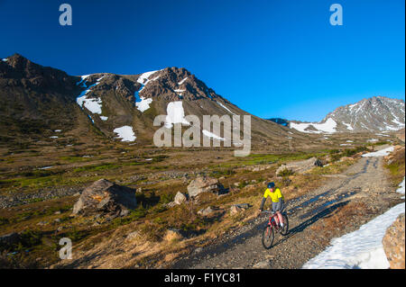 Cycliste,Alaska Chugach State Park, Banque D'Images