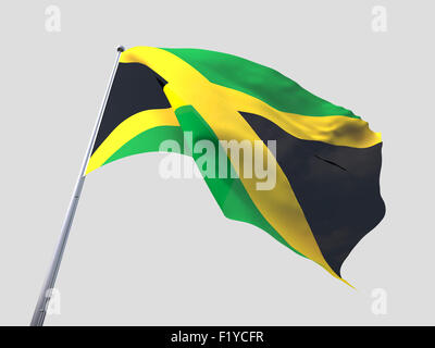 La Jamaïque battant pavillon isoler sur fond blanc. Banque D'Images