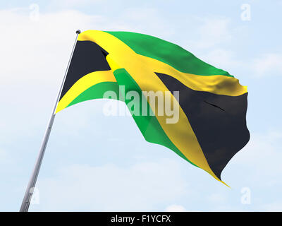 Drapeau de la Jamaïque sur le ciel clair. Banque D'Images