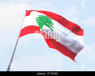 Drapeau du Liban sur ciel clair. Banque D'Images