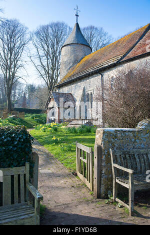 L'église de saint Pierre dans le hameau de Southease, East Sussex, UK Banque D'Images