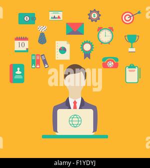 Concepteur, lieu de travail, des éléments de travail, télévision style design Illustration de Vecteur