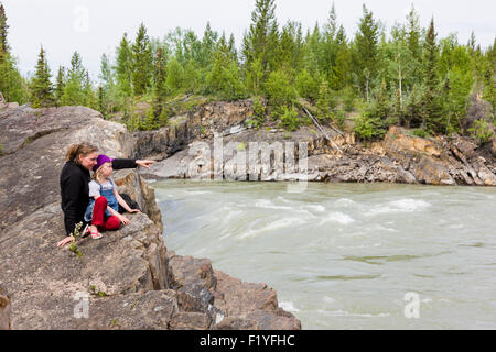 Canada,Maman,fille,Whirlpool Canyon Banque D'Images