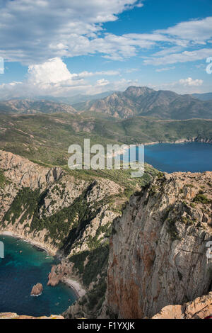 Paysages de montagne et du littoral, Golfe de Porto, Corse, France Banque D'Images