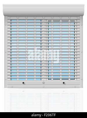 Derrière la fenêtre en plastique perforé métal volets roulants vector illustration isolé sur fond blanc Illustration de Vecteur