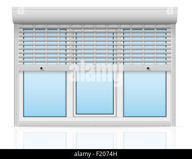 Derrière la fenêtre en plastique perforé métal volets roulants vector illustration isolé sur fond blanc Illustration de Vecteur