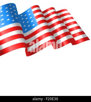 Vent agitant drapeaux USA et ruban Illustration de Vecteur