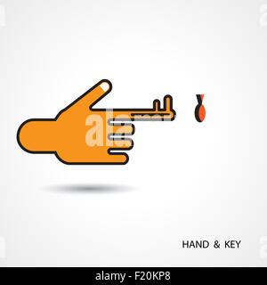 Touche créative et icône main résumé modèle de conception de logo. Logotype création d'entreprise de symbole. Banque D'Images