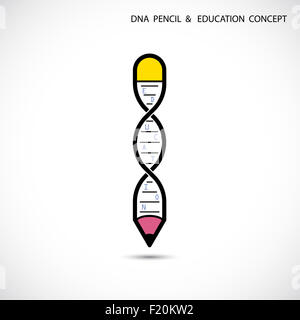 Crayon créatif et symbole de l'ADN. L'éducation et de concept d'entreprise. Banque D'Images