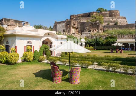 L'Inde, Rajasthan, Shahpura, le luxueux hôtel Shahpura Haveli Banque D'Images