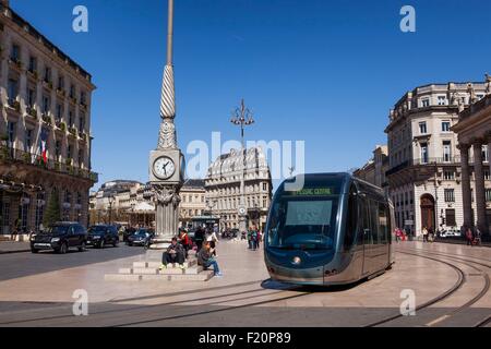 France, Gironde, Bordeaux, zone classée au Patrimoine Mondial de l'UNESCO, Place de la Comédie Banque D'Images