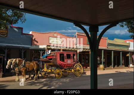 United States, Arizona, Tombstone, le quartier historique, stagecoach Banque D'Images