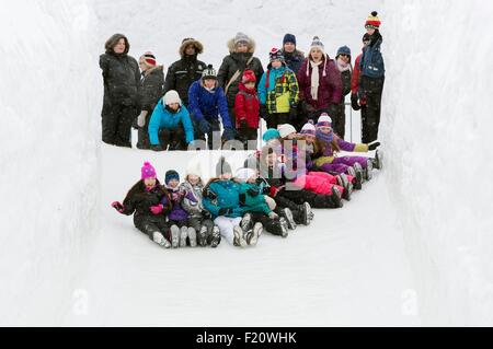 Canada, Québec, Outaouais, Gatineau, le Bal de l'hiver, l'événement glisse dans le parc Jacques-Cartier Banque D'Images