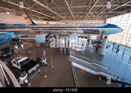 United States, California, Simi Valley, la Ronald Reagan Presidential Library and museum, exposition mettant en vedette le Boeing 707 Airforce un utilisé par les présidents américains de 1973 à 2001 Banque D'Images