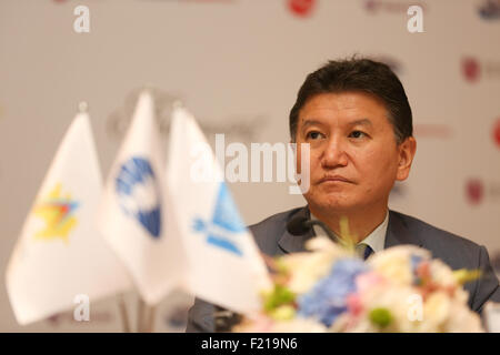 L'Azerbaïdjan. 09Th Nov, 2015. Président de la Fédération internationale des échecs Kirsan Ilyumzhinov, foi au cours de la conférence de presse à Bakou. La cérémonie d'ouverture de la Coupe du monde d'échecs 2015 aura lieu le 10 septembre et les premiers matchs sur sept.11. © Aziz Karimov/Pacific Press/Alamy Live News Banque D'Images