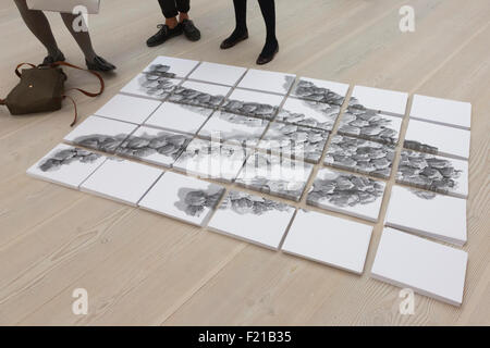 Londres, Royaume-Uni. 9 septembre 2015. Appuyez sur aperçu de la Foire de l'Art début qui renvoie à la Saatchi Gallery, du 10 au 13 septembre 2015. Commencer fournit une plate-forme pour les artistes émergents et de nouvelles scènes d'art du monde entier et a lieu dans les trois étages de la galerie Saatchi. Photo : Alamy/ukartpics Live News Banque D'Images