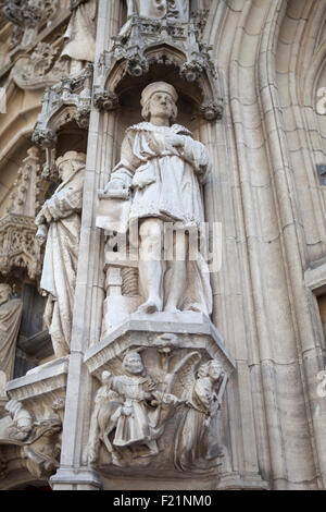 La sculpture à l'ancien hôtel de ville de Leuven en Belgique Banque D'Images