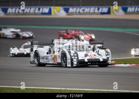 FIA WEC 6 heures du Nürburgring, l'équipe Porsche Neel Jani, Marc Lieb, Romain Dumas dans une Porsche 919 hybride, Nürburg Banque D'Images