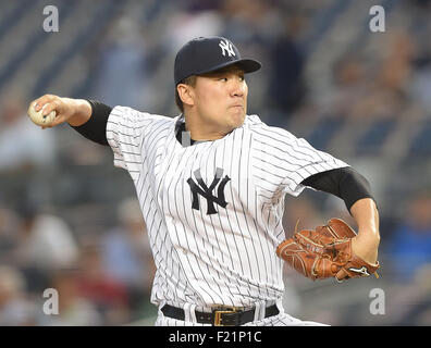 Le Bronx, New York, USA. Sep 8, 2015. Masahiro Tanaka (Yankee), 8 septembre 2015 - MLB : Masahiro Tanaka de l'emplacements des Yankees de New York en ligue majeure de baseball pendant les match contre les Orioles de Baltimore au Yankee Stadium dans le Bronx, New York, United States. © AFLO/Alamy Live News Banque D'Images