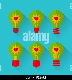 Télévision à la mode des icônes pour la Saint Valentin, style avec de longues ombres Illustration de Vecteur