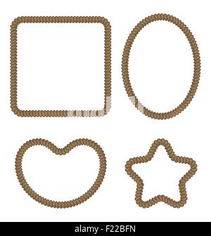 Les figures géométriques de la corde sous différentes formes - rectangle, ovale, hea Illustration de Vecteur