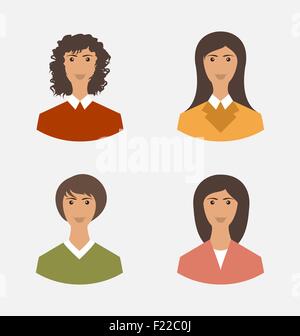 Jeu Avatar portrait avant l'employé de bureau business woman for web Illustration de Vecteur