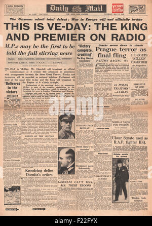 1945 Daily Mail page avant le jour de la déclaration Banque D'Images